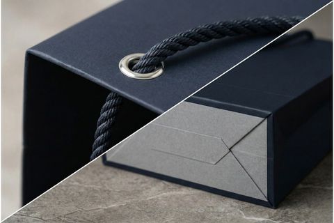 Chi tiết gia cố miệng và đáy chắc chắn đảm bảo khả năng chịu lực khi in túi giấy số lượng lớn.