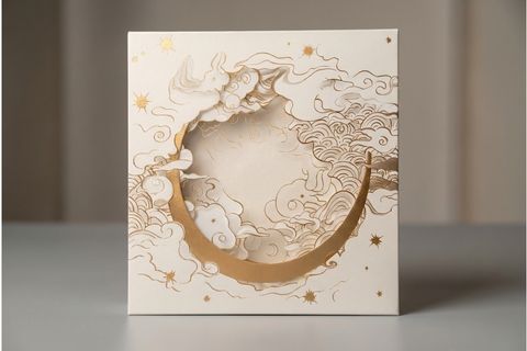 Chi tiết gia công ép kim và dập nổi 3D tinh xảo trong quy trình in hộp quà tặng.