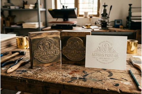 Chi tiết bộ khuôn đồng âm dương sắc sảo trong quy trình gia công dập nổi sau in.