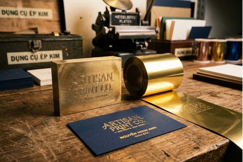 Chi tiết khuôn đồng sắc sảo và thành phẩm hoàn hảo trong quy trình gia công ép kim logo.