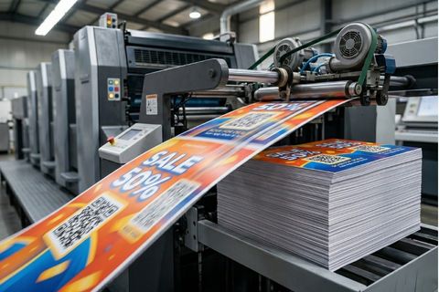 Dây chuyền máy in offset công nghiệp đảm bảo tốc độ và chất lượng khi in tờ rơi marketing số lượng lớn.