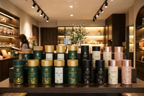 Hiệu ứng trưng bày bắt mắt của thiết kế in hộp trụ tròn