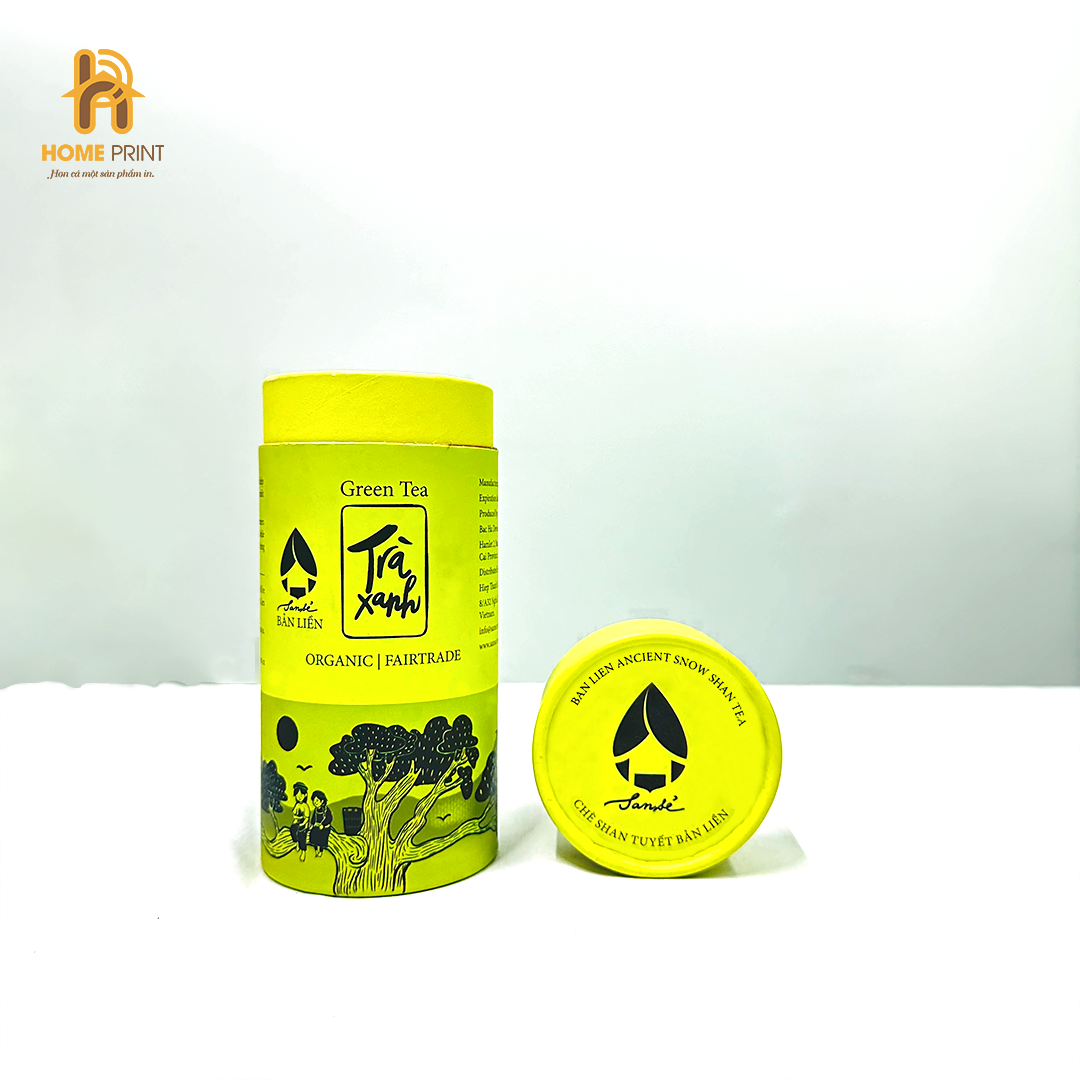 Hộp Giấy Trụ Tròn Đựng Chè Shan Tuyết Bản Liền