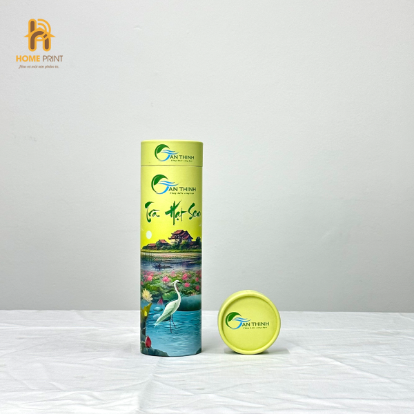 Hộp Giấy Trụ Tròn Đựng Trà Hạt Sen Tân Thịnh