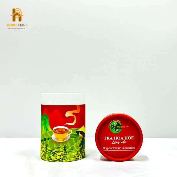 Hộp Giấy Trụ Tròn Đựng Trà Hoa Hòe Phú Ngãi Trị