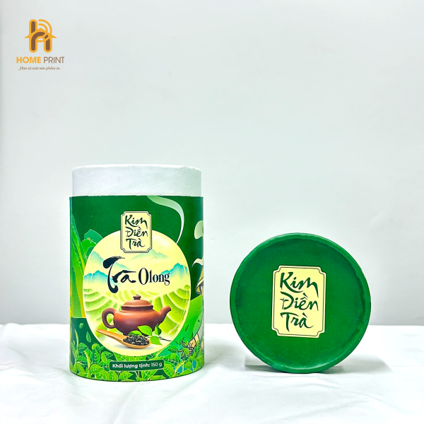 Hộp Giấy Trụ Tròn Đựng Trà Kim Điền