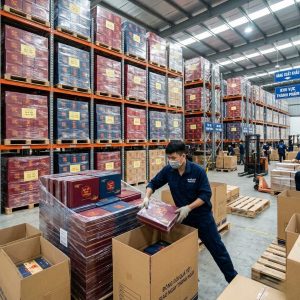 Kho hàng sẵn sàng số lượng lớn đáp ứng các đơn hàng hộp quà tết cho doanh nghiệp gấp.