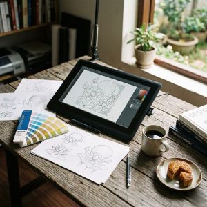 Quy trình sáng tạo và phác thảo ý tưởng nghệ thuật trong dịch vụ thiết kế hộp trung thu doanh nghiệp.