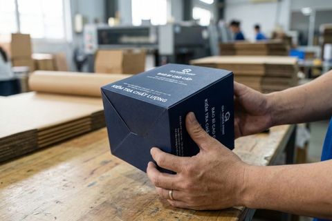 Kinh nghiệm in hộp giấy cao cấp: Ứng dụng kỹ thuật ép kim logo và cán màng để nâng tầm sang trọng cho bao bì thương hiệu.