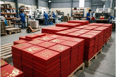 Năng lực sản xuất quy mô lớn mang lại bảng báo giá in hộp quà Tết tận gốc cho đối tác.