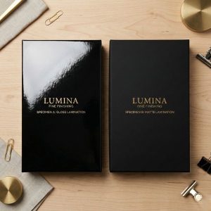 So sánh hiệu ứng thị giác đối lập tuyệt đẹp của kỹ thuật gia công cán mờ cán bóng sau in.