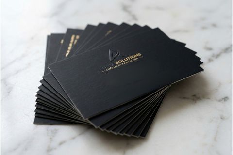 Ứng dụng bề mặt mịn lì và sang trọng của danh thiếp khi chọn kỹ thuật cán mờ cán bóng.