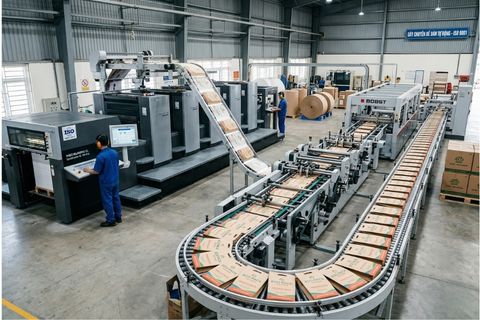 công nghệ sản xuất tự động tại cơ sở sản xuất túi giấy