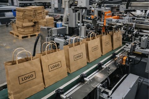 Quy trình sản xuất tự động hóa tại xưởng in túi giấy kraft