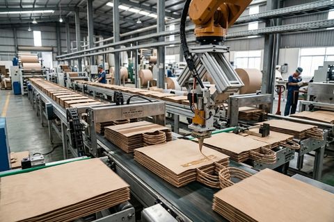 Dây chuyền bế dán tự động chuẩn ISO phục vụ sản xuất bao bì túi giấy kraft