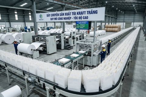 hệ thống dán tự động khép kín chuẩn ISO phục vụ in túi giấy kraft trắng