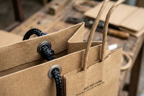 hệ thống quai xách lụa và dây dù chịu lực khi in túi xách giấy