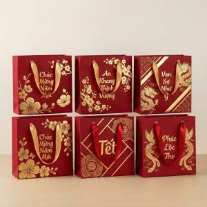 Mẫu thiết kế túi đựng quà Tết cao cấp với phom dáng cứng cáp và sang trọng