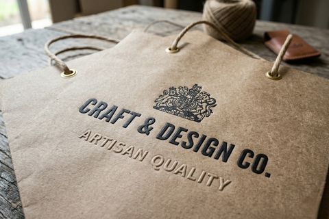 nghệ thuật gia công dập nổi và in lụa trên túi kraft có quai