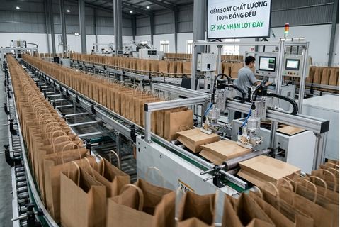 Quy trình bế dán tự động khép kín hàng loạt các lô túi giấy giá sỉ
