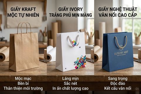 Các loại vật liệu phổ biến được sử dụng trong in túi xách giấy