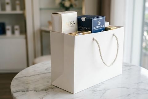 Bề mặt giấy Ivory trắng mịn đanh cứng dùng để in túi đẹp.