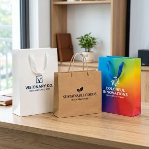 Các mẫu in túi đẹp với phom dáng vuông vức và màu sắc sắc nét cho doanh nghiệp.