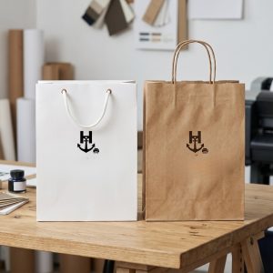 Mẫu túi giấy Ivory và Kraft từ dịch vụ in túi giấy đẹp giá rẻ.