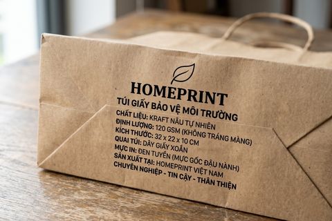Độ sắc nét text thông số kỹ thuật khi làm túi giấy bảo vệ môi trường.