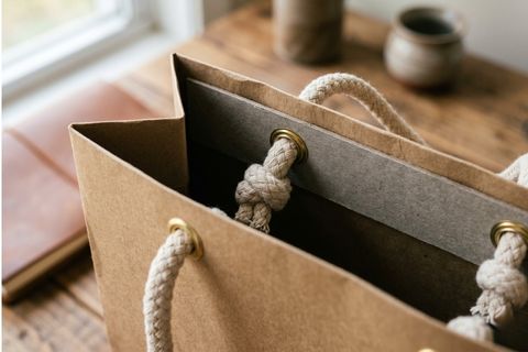 Kỹ thuật gia cố nẹp miệng và xỏ quai cho giấy làm túi đựng quà.