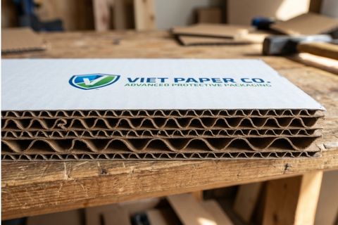 Cấu trúc giấy in bìa cứng bồi sóng carton chịu lực cao.