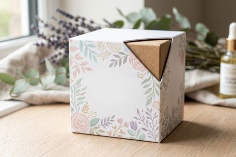 Mẫu hộp mỹ phẩm sang trọng làm từ giấy ivory kraft thân thiện môi trường.