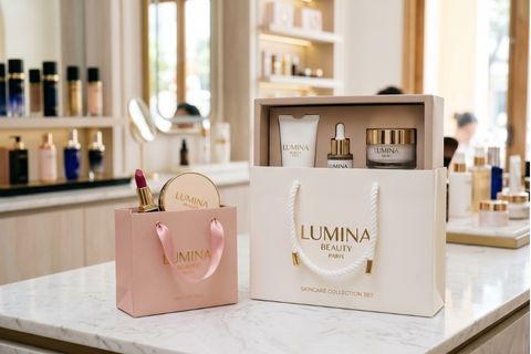 Các kích thước in túi giấy đựng mỹ phẩm phù hợp với nhiều loại chai lọ.