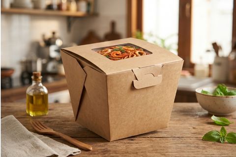 Hộp giấy đáy rộng giữ thăng bằng cho thực phẩm takeaway.