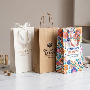 Các mẫu in túi giấy đựng mỹ phẩm cao cấp và đa dạng kiểu dáng.