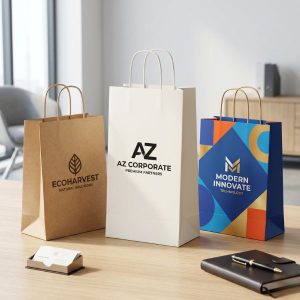 Các mẫu in túi quà giấy đa dạng chất liệu và phom dáng đứng vuông vức.