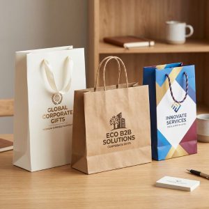 Các mẫu in túi xách giấy đựng quà tặng phom dáng đứng vuông vức cho doanh nghiệp.