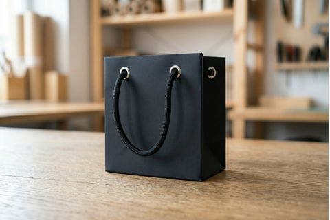 Mẫu túi giấy shop quần áo in màu cán màng mờ.