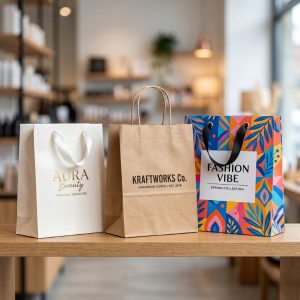 Các mẫu in túi giấy bán hàng đa dạng chất liệu và màu sắc sắc nét.