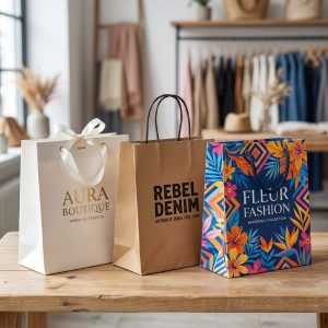ác mẫu in túi giấy cho shop thời trang đa dạng chất liệu và kiểu dáng sang trọng.
