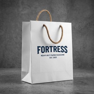 Mẫu túi giấy duplex thiết kế phom dáng vuông vức, đanh cứng dành cho hàng công nghiệp và điện tử tại xưởng HomePrint.