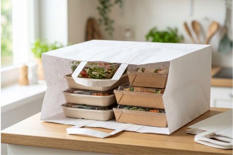 Túi giấy đáy rộng cho ngành thực phẩm trong dịch vụ in túi giấy đẹp giá rẻ.